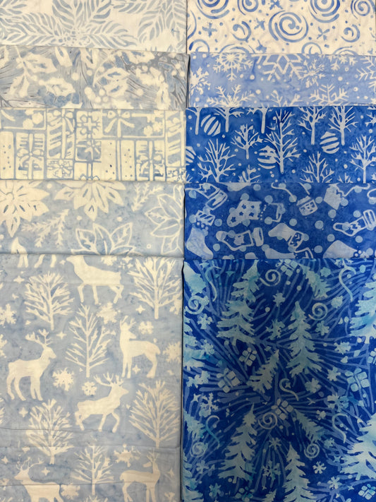 FROSTED WISHES Icy Blue 10 Fat Quarters