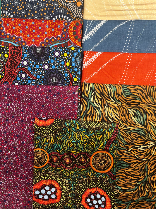 AUSTRALIAN 2026 blue red 9 Fat Quarters