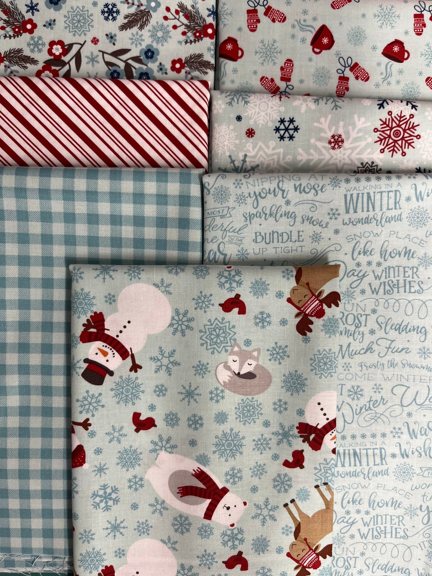 A PERFECT WINTER Aqua 7 Half Yards