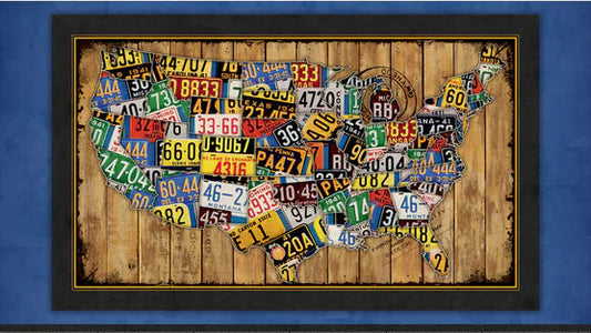 ROUTE 66 COMMEMORATIVE COLLECTION License Plate Map 24"x42" Panel