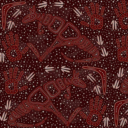 AUSTRALIAN Rock Art Dreaming burg-2/3 yd REMNANT