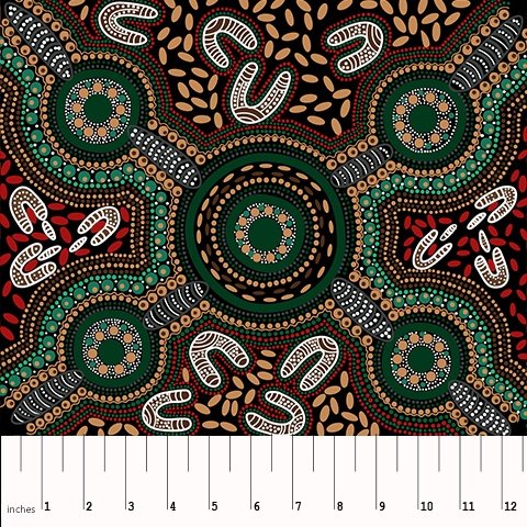 AUSTRALIAN Sacred Womans Song black-7/8 yd REMNANT