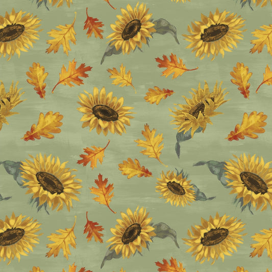 HARVEST DELIGHT Sunflowers Toss green