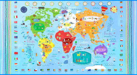 WHAT A WORLD World Map 24"x42" Panel