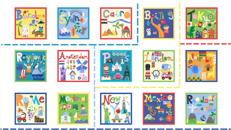 WHAT A WORLD City Blocks 24"x42" Panel