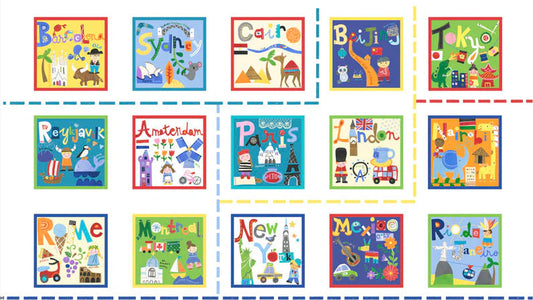 WHAT A WORLD City Blocks 24"x42" Panel