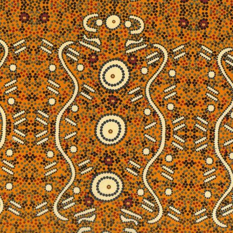 AUSTRALIAN Water Dreaming yellow -1 yd REMNANT