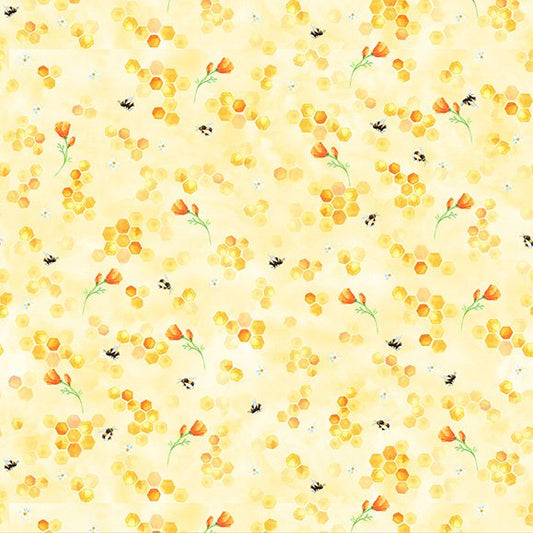 BUZZIN AROUND Honey Comb Floral yellow