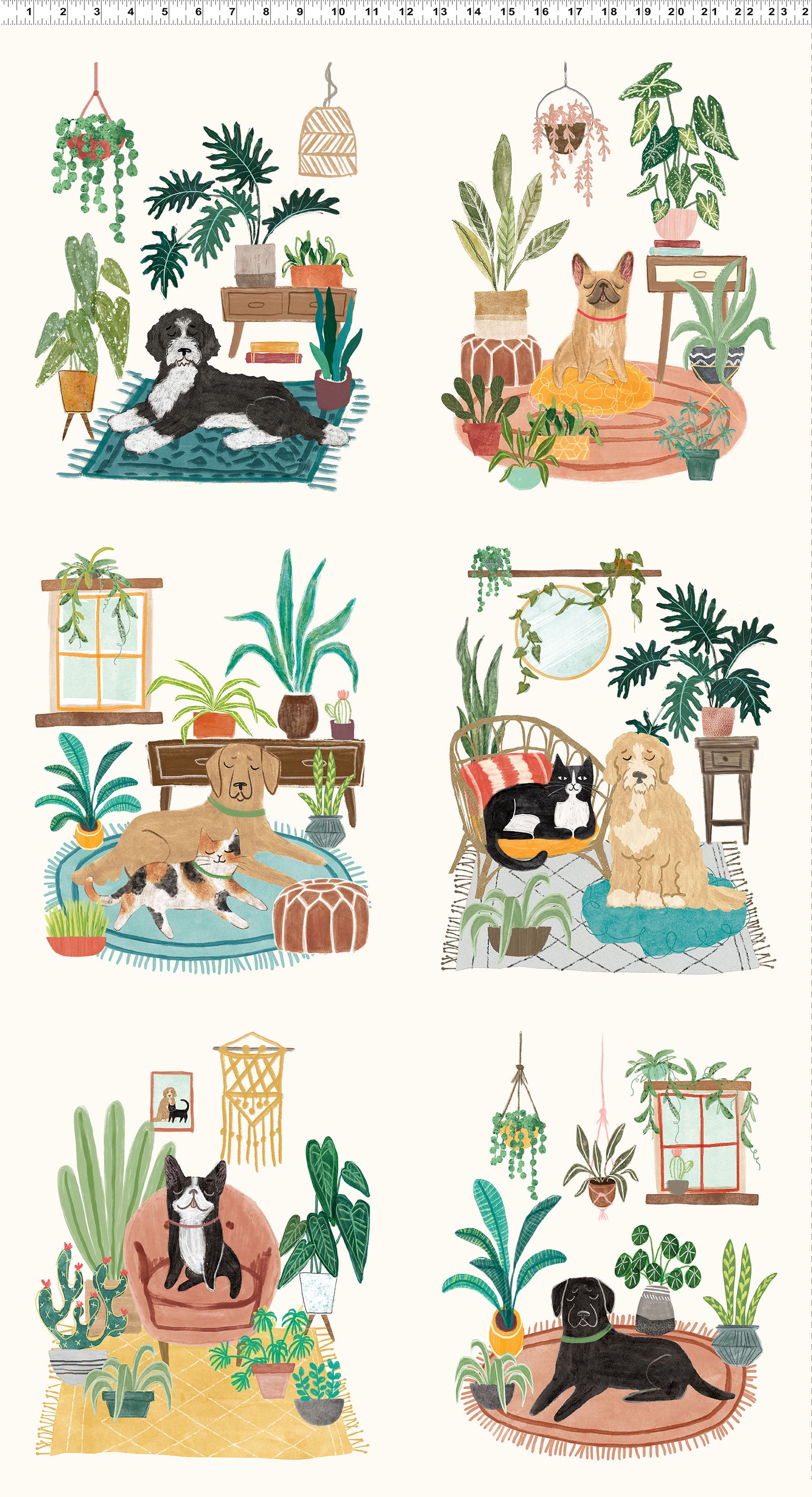 HOMEBODIES Dog 24"x43" Panel lt. cream