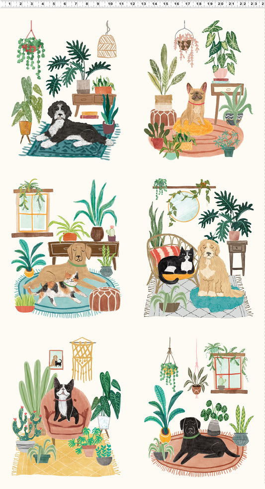 HOMEBODIES Dog 24"x43" Panel lt. cream