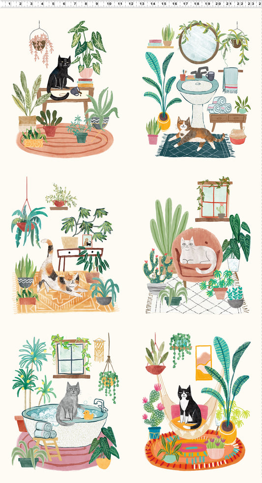 HOMEBODIES Cat 24"x43" Panel lt. cream