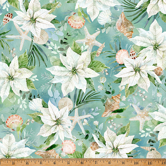 SEAS & GREETINGS Poinsettias Aquamarine