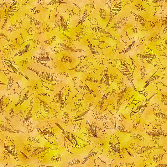 DRAWN TO BIRDS Bird Toile butterscotch
