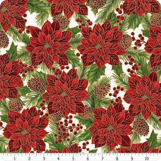 CHRISTMAS WISH Poinsettias natural/gold