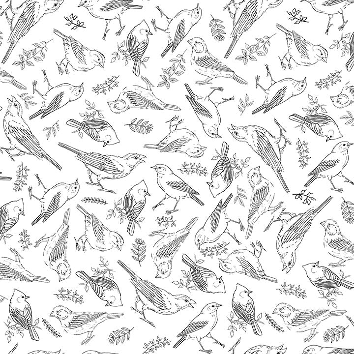 DRAWN TO BIRDS Bird Toile white