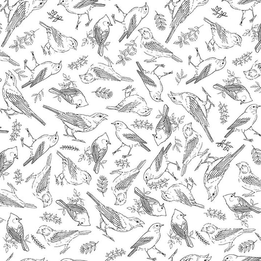 DRAWN TO BIRDS Bird Toile white