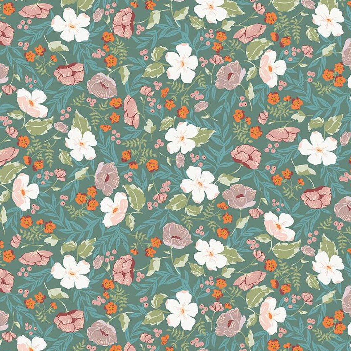 WINGED MELODY Boho Blooms teal