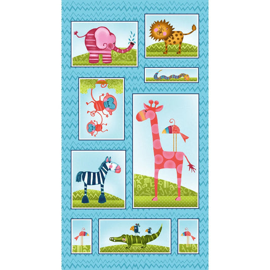 SILLY SAFARI Animals 24"x42" Panel