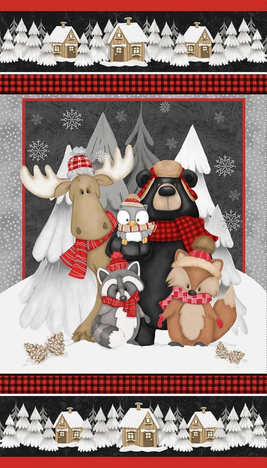 PINECONE RIDGE LODGE Animals 24"x42" Panel