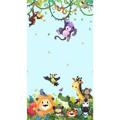JUNGLE FRIENDS Double Border light Blue