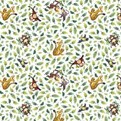 JUNGLE FRIENDS Tossed Animals white