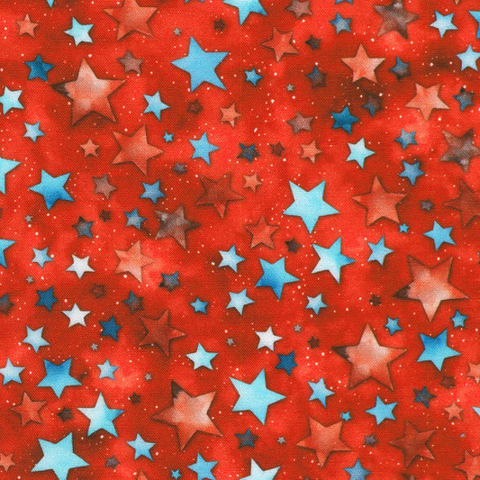 STARS AND STRIPES Multi Stars on Red
