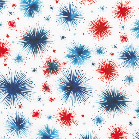 STARS AND STRIPES on White Fireworks Celebration